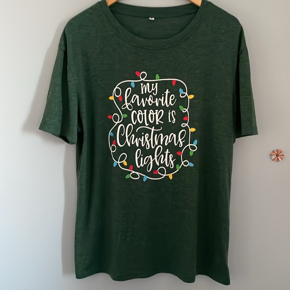 Christmas Lights Graphic Tee Green Size XL